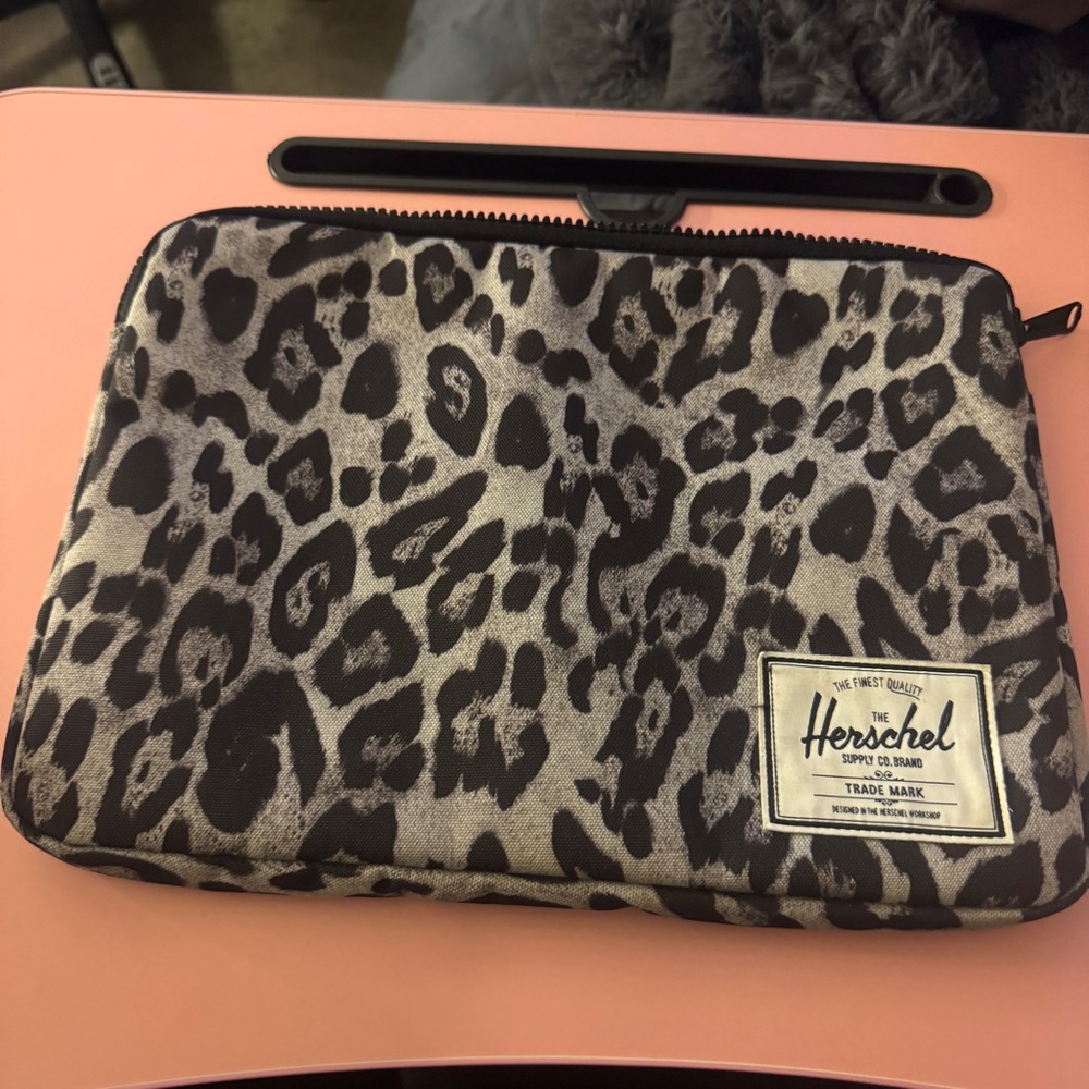 Herschel Supply Company Leopard Print Laptop Case - Black and Gray